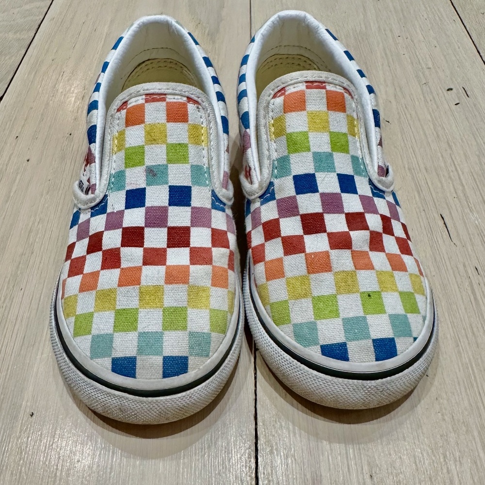 Vans - Toddler Slip-On V Checkerboard Shoe (Rainbow Checkerboard)